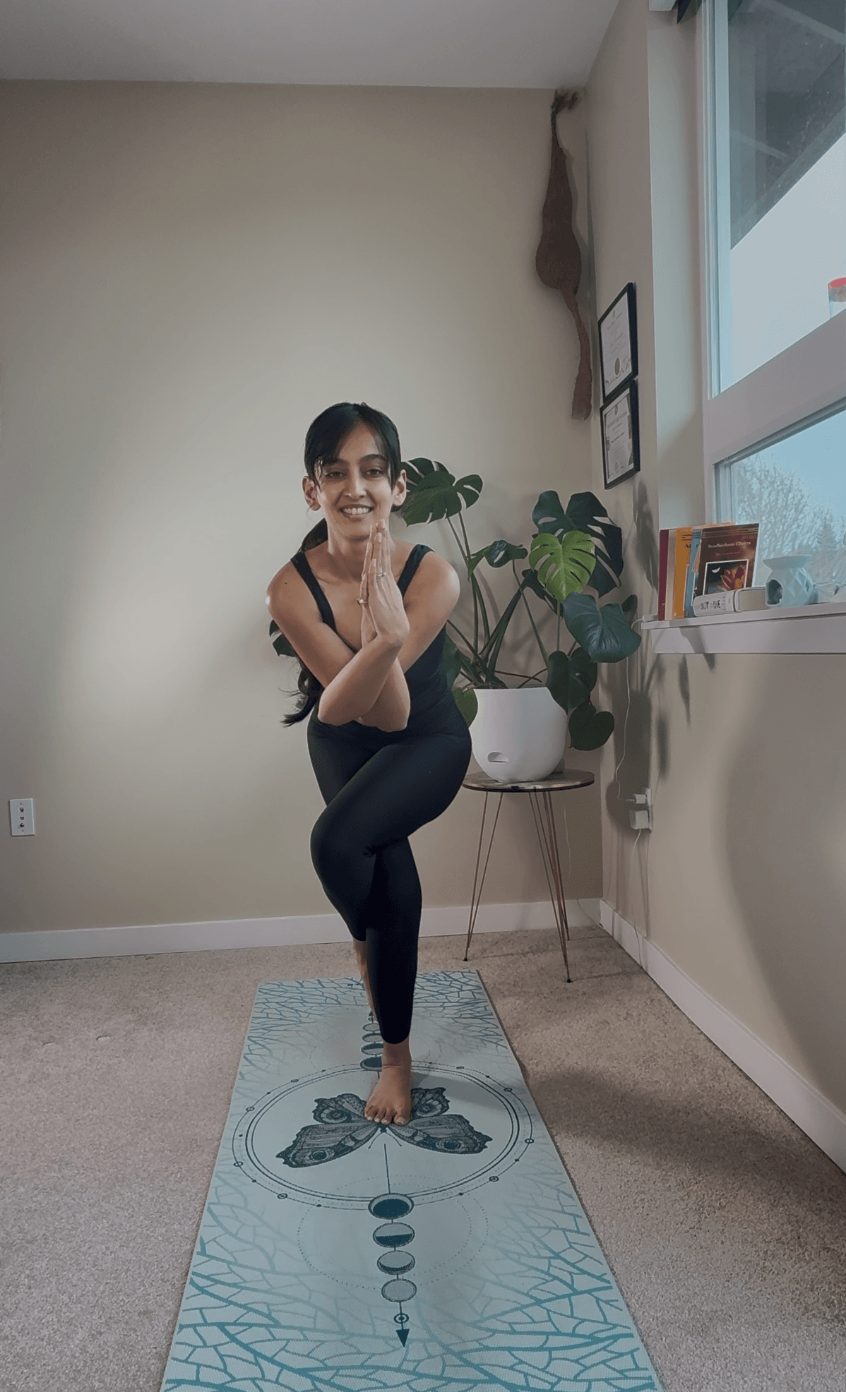 Morning yoga practice with calm and focused energy